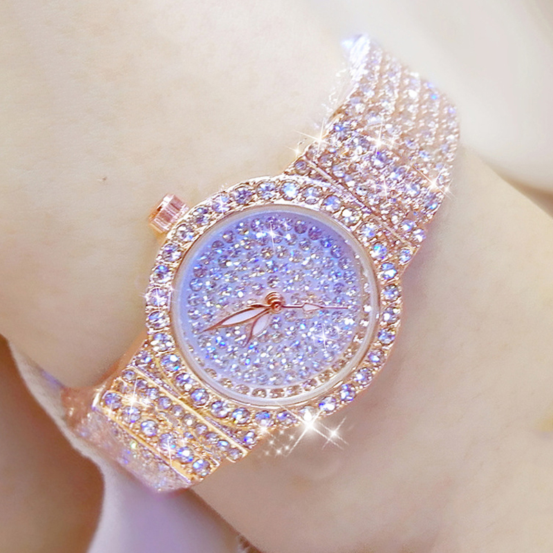 BS-Montre-bracelet en diamant pour femme, montres pour femme, petite montre-bracelet, or rose, marques de luxe célèbres AI0001
