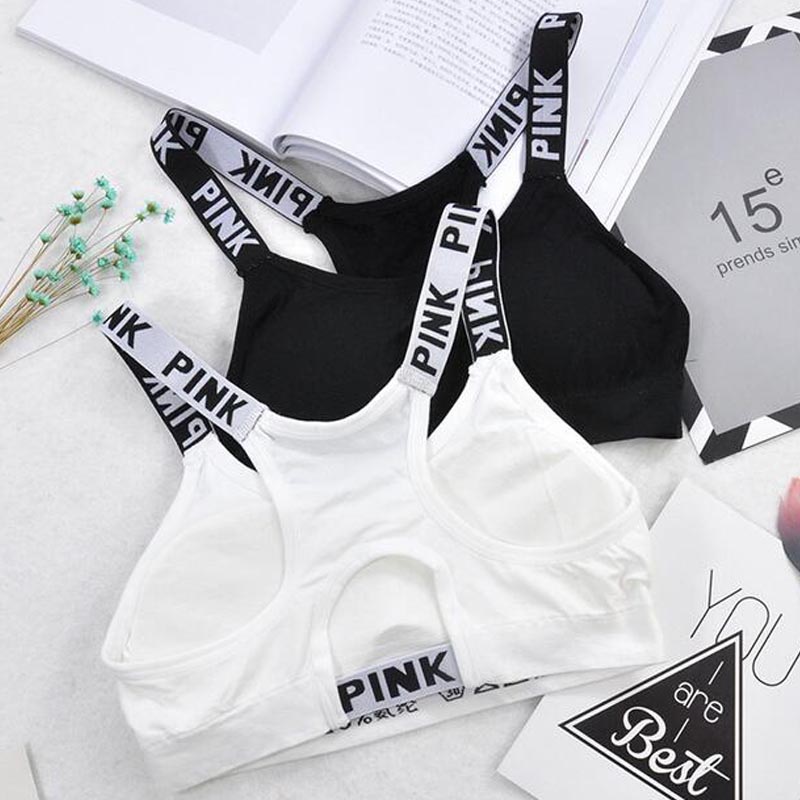 Soutien-gorge Push Up de dehors pour Femme, Sous-vêtement de Fitness, Yoga, Course à Pied, Lettres Noires et Blanches, Sans Couture AI0001 – Image 5