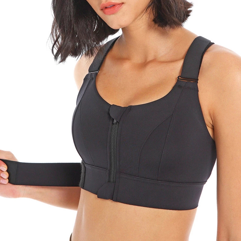 Soutien-gorge de sport pour femme, collant, haut court, yoga, fermeture éclair frontale, grande taille, sangle réglable, antichoc, fitness, brassière athlétique AI0001 – Image 6