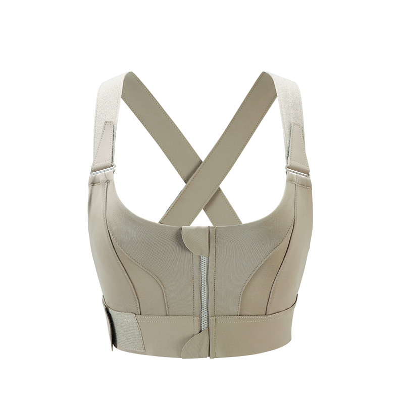 Soutien-gorge de sport pour femme, collant, haut court, yoga, fermeture éclair frontale, grande taille, sangle réglable, antichoc, fitness, brassière athlétique AI0001 – Image 2