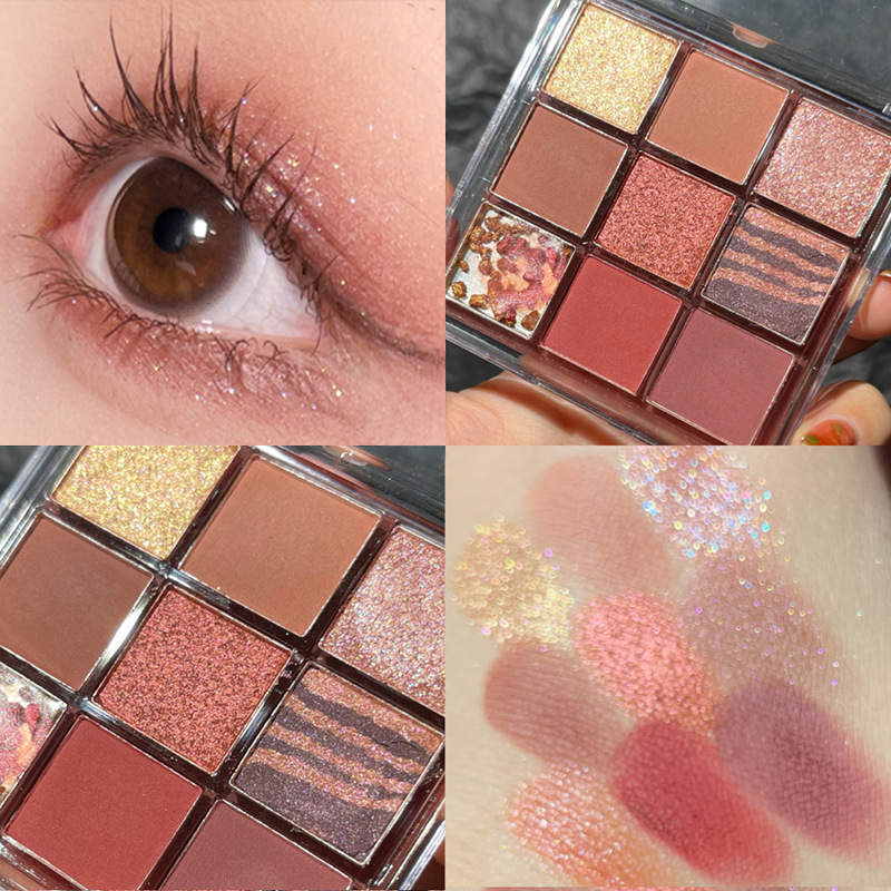 PMurcia-Palette de Fards à Paupières Pailletés, Pigment Waterproof, Longue Durée, Diamant Scintillant, Maquillage Brcorporelle Nude, 9 Documents, 256 AI0001 – Image 4