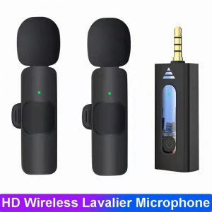 Microphone Lavalier sans fil avec réduction intelligente du bruit, micro pour appareil photo, haut-parleur, ordinateur, diffusion en direct, micro statique, 3.5mm AI0001