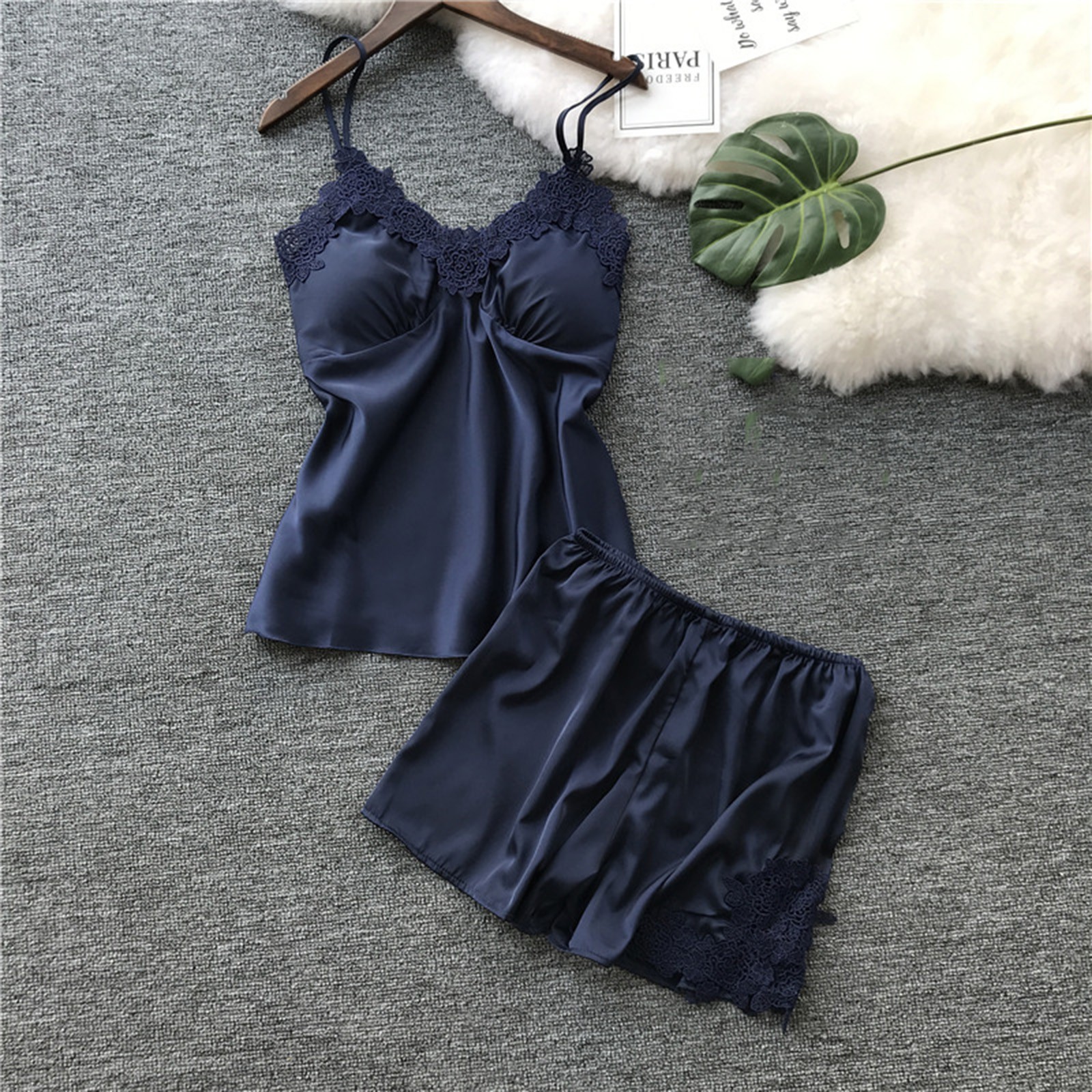 Ensemble de pyjama 2 pièces pour femmes, vêtements de nuit sexy en fibre, culotte en Y, vêtements de maison AI0001 – Image 6