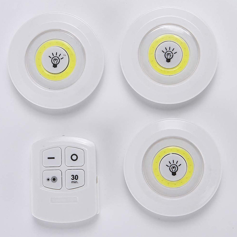 Lumière LED sans fil intelligente pour cuisine, lampes à intensité variable sous les meubles, chambre à coucher, éclairage de garde-robe rond avec télécommande AI0001 – Image 2