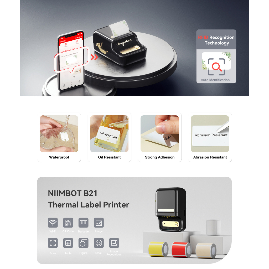 NIIMBOT-Imprimante thermique portable Bluetooth B21, étiqueteuse, autocollant, code-barres, prix des marchandises AI0001 – Image 3