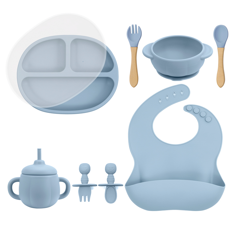 Filles à ventouse en silicone étanche pour bébé, vaisselle, cuillère, bavoir, tasse, crabe, alimentation, enfants, 8 pièces AI0001 – Image 3