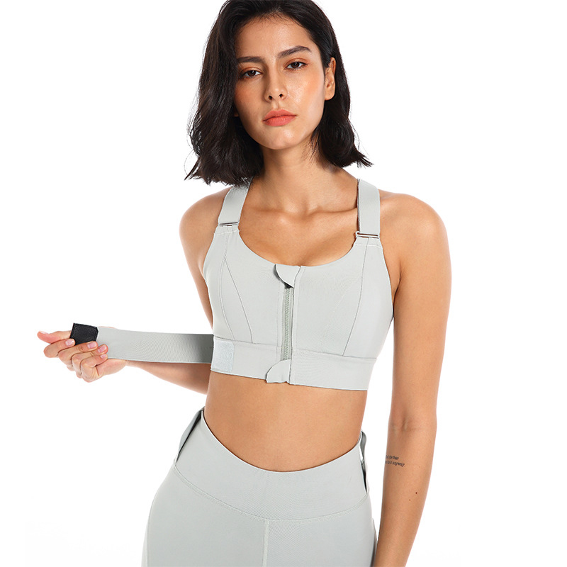 Soutien-gorge de sport pour femme, collant, haut court, yoga, fermeture éclair frontale, grande taille, sangle réglable, antichoc, fitness, brassière athlétique AI0001 – Image 4