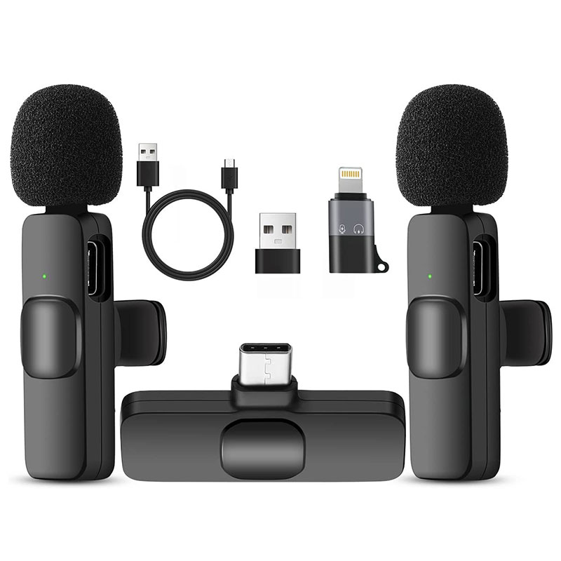 Mini microphone Lavalier sans fil pour iPhone, Android, téléchargements vidéo mobiles, diffusion en direct statique, micro portable de jeu Vlog Microphone Nouveau 2.4G réduction du bruit audio enregistrement vidéo jeu AI0001 – Image 7