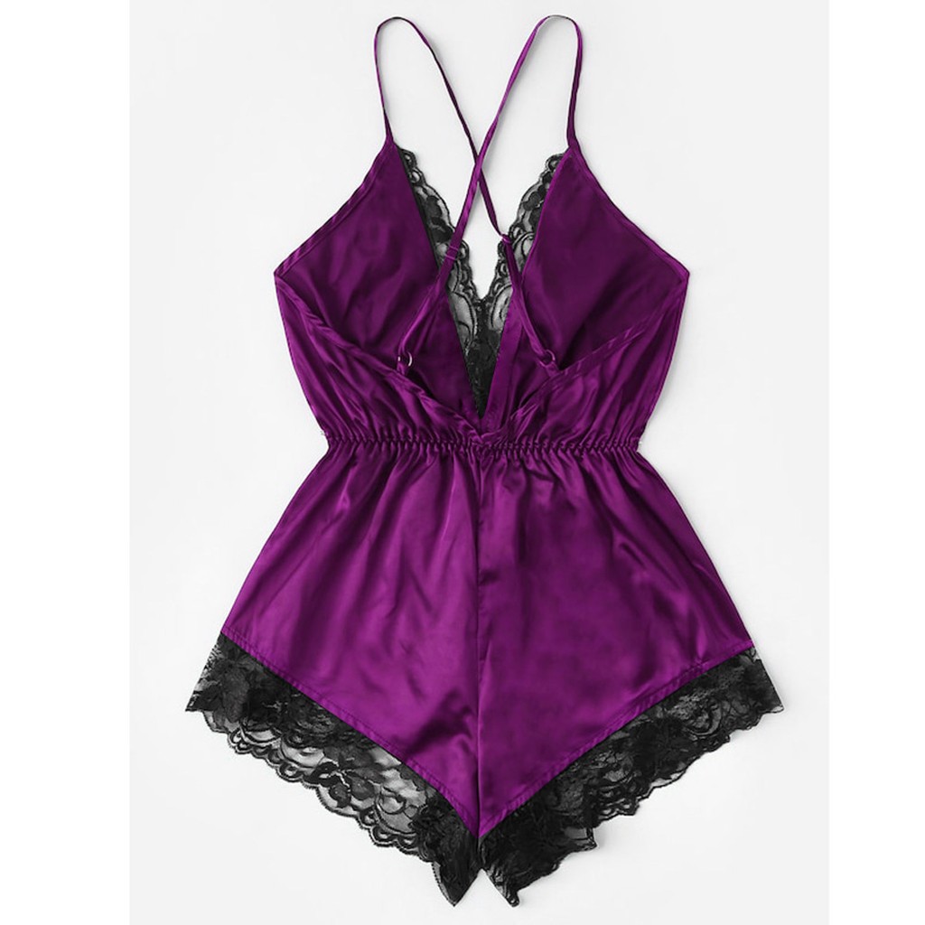 Vêtements de nuit en satin doux pour femmes, lingeries sexy pour femmes, col en V, panneau en dentelle, coupe couvertes, pyjamas féminins, bretelles spaghetti, robe de poupées de tambour AI0001 – Image 4
