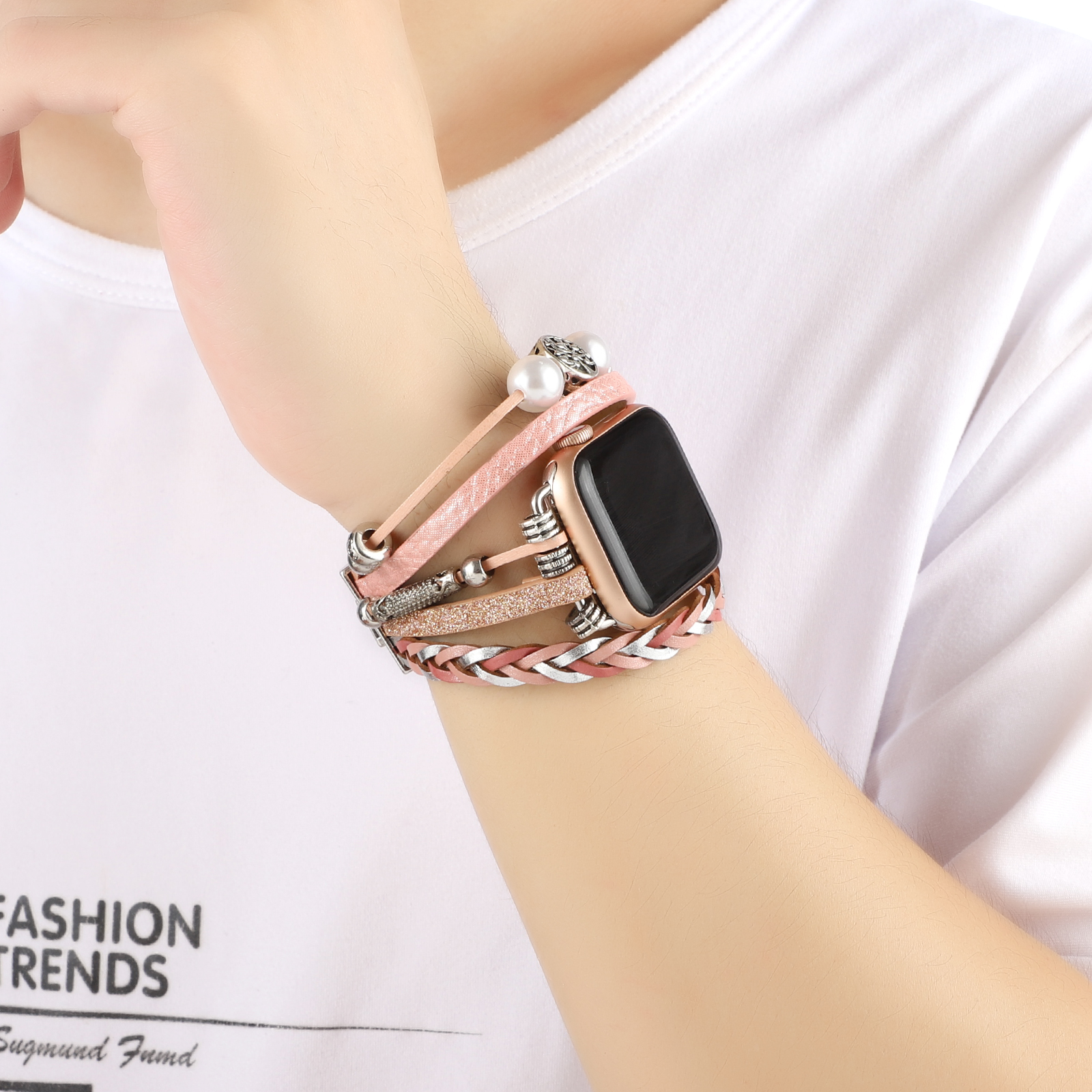 Bracelet de poignet tissé pour Apple watch, chaîne décorative pour Iwatch Ultra Fashion AI0001 – Image 3