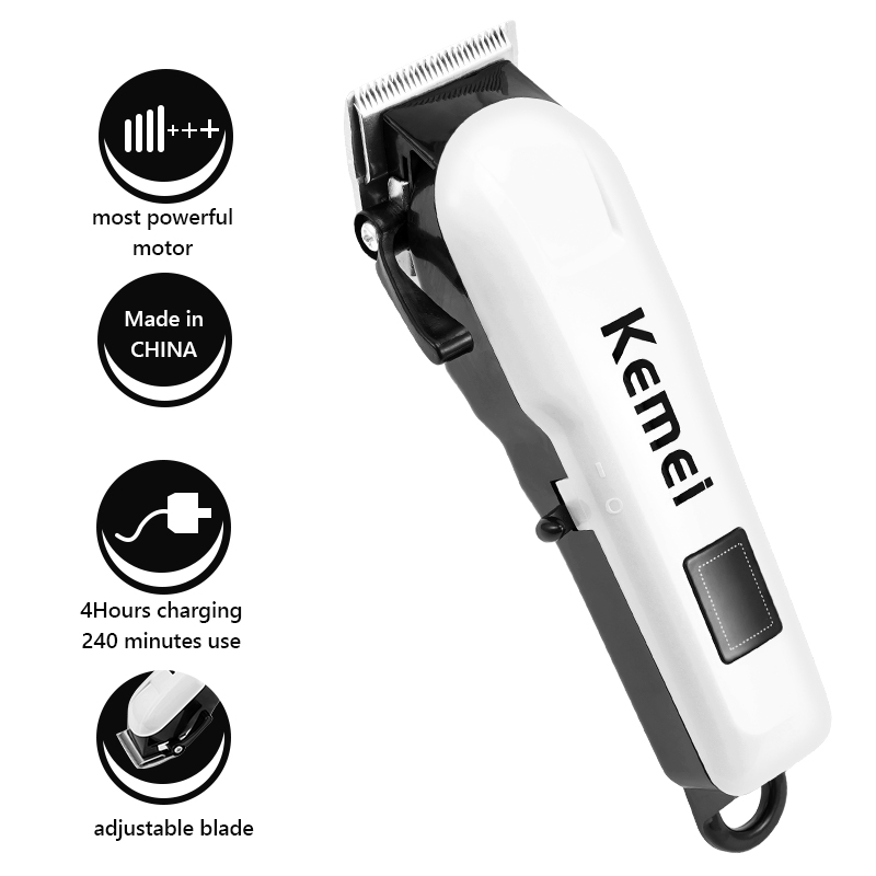 Kemei KM-809A Tondeuse à cheveux aste professionnelle, Tondeuse à cheveux professionnelle LCD AI0001