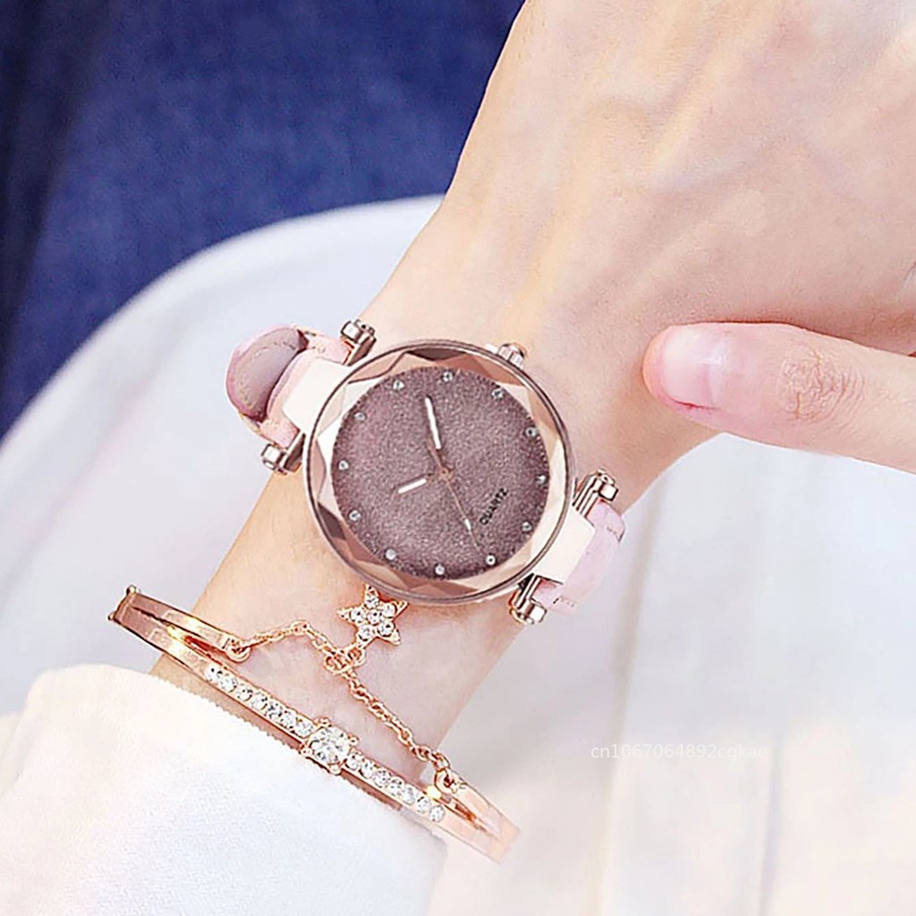 Montre-bracelet ciel étoilé avec biscuits pour femme, montre-bracelet pour femme, horloge de luxe, nouveau AI0001