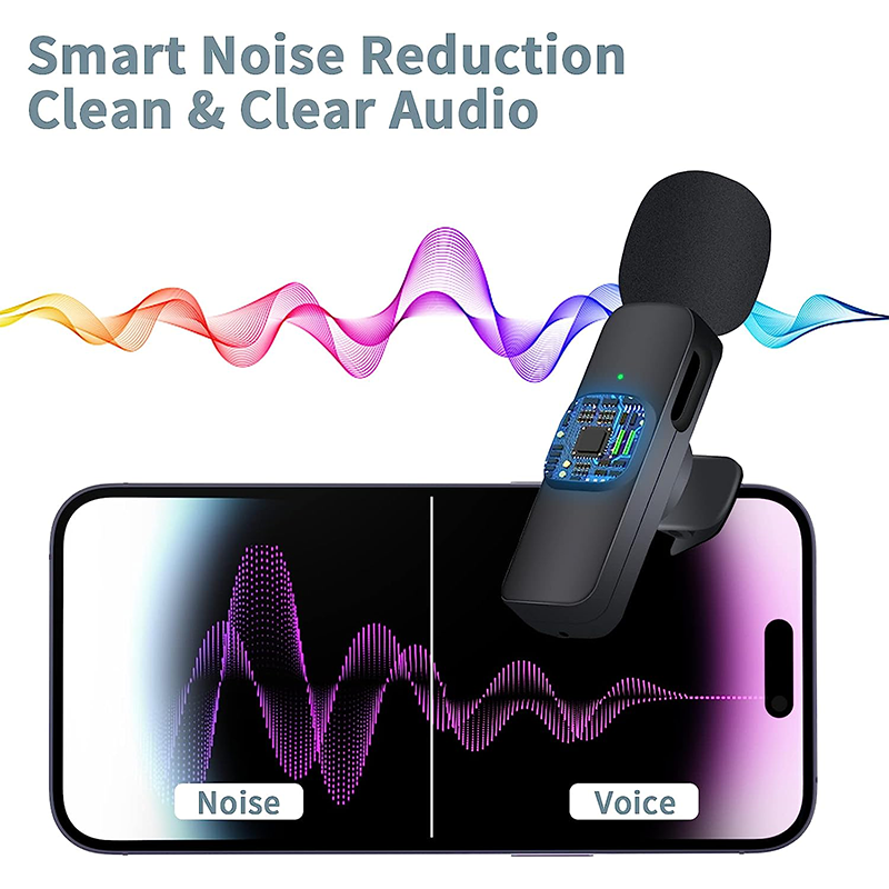 Mini microphone Lavalier sans fil pour iPhone, Android, téléchargements vidéo mobiles, diffusion en direct statique, micro portable de jeu Vlog Microphone Nouveau 2.4G réduction du bruit audio enregistrement vidéo jeu AI0001 – Image 3