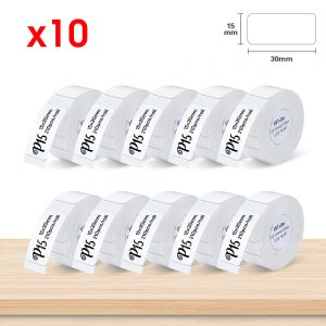 Rouleau de papier blanc pour imprimante d'étiquettes, autocollant d'étiquettes, compatible avec D30, Q30, Q30S, magasin T, M11, 10PK, P15, 15x30mm, 210 pièces par rouleau AI0001