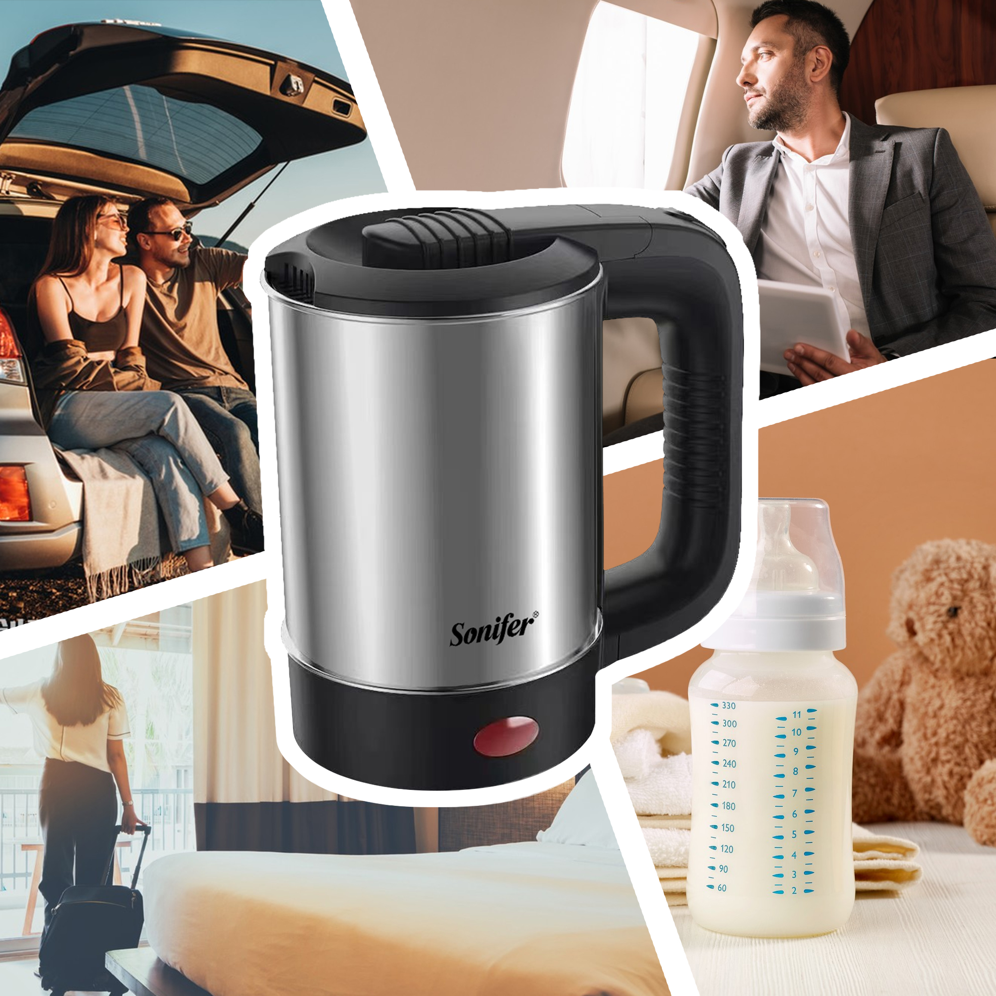0.5L Mini Electric Kettle Tea Coffee Stainless Steel 600W Portable Travel Water Boiler Pot For Hotel Family Trip Sonifer AI0001 – Image 6