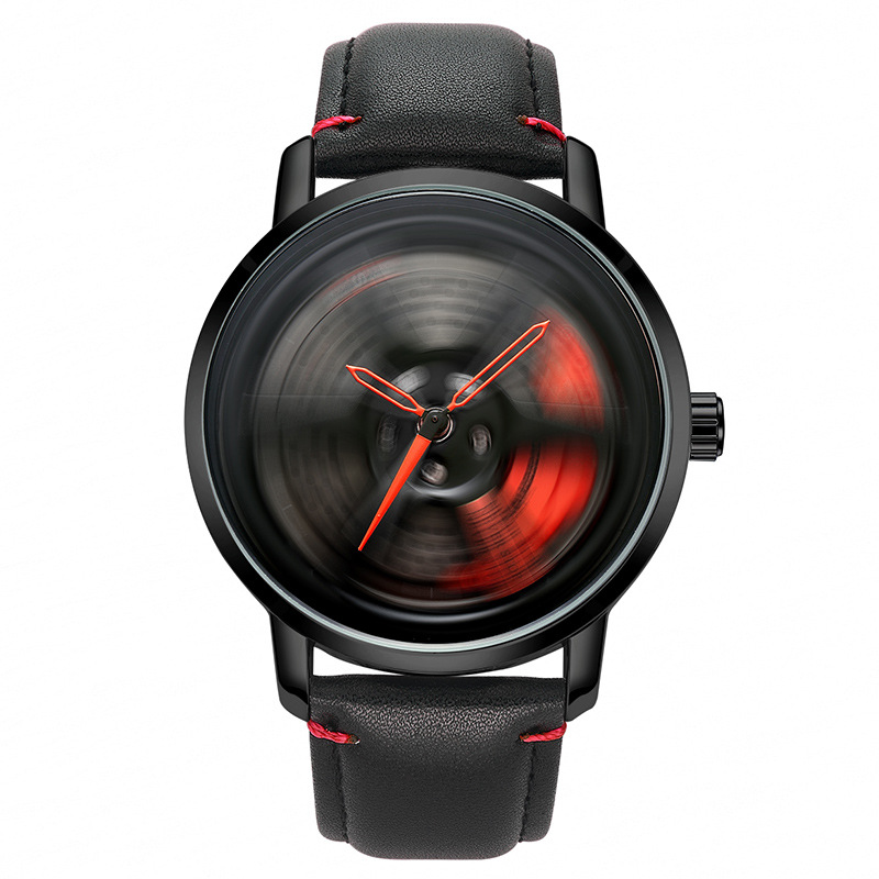 UTHAI L98-Montre-bracelet à quartz en cuir pour homme, étanche, sport, personnalité, hub de voiture, rotation à 360 °, marque de mode AI0001 – Image 3