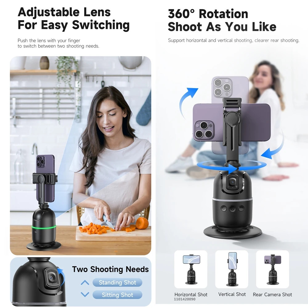 COadvocate DIER AI-Cardan Intelligent à 360 ° avec Suivi existent du Visage, Rotation Tout-en-Un pour Smartphone, Stabilisateur de Vlog Vidéo, Support de Téléphone AI0001 – Image 3