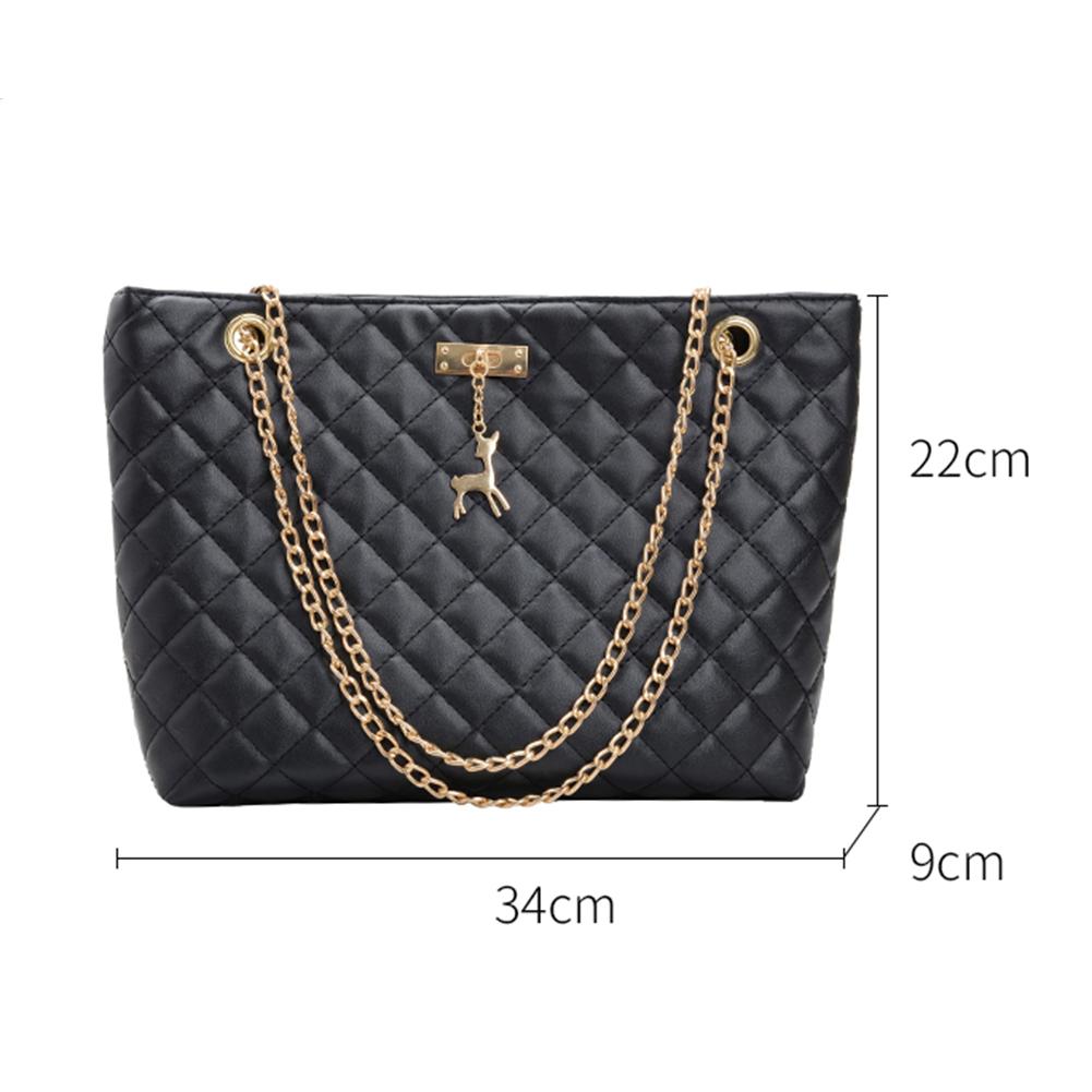 Sacs à main en cuir PU pour femmes, sacs à bandoulière décontractés de grande capacité avec chaîne, poignée supérieure, sacs à bandoulière couleur unie AI0001 – Image 2