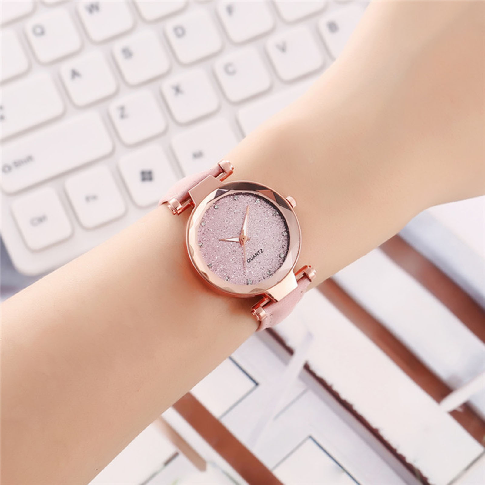 Montre à Quartz Romantique avec Strass pour Femme, Bracelet en Cuir, Cadran Simple, Montre-Bracelet Rétro, Luxe, Mode Femme AI0001 – Image 5