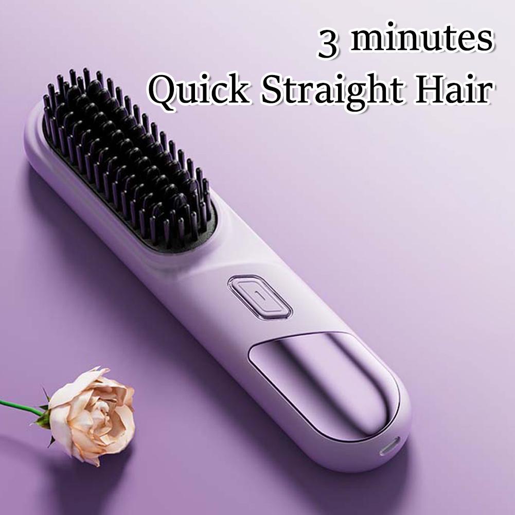 Peigne sans fil pour cheveux raides, Ion négatif, Portable, Soins capillaires, Coiffure, Rapide, Rechargeable, Outils de beauté AI0001