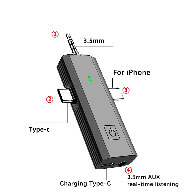 Microphone Lavalier universel sans fil pour iPhone, micro à réduction de bruit AI, micro pour Live Broadcas, prise jack 3.5mm, type C, 3 en 1 AI0001 – Image 3