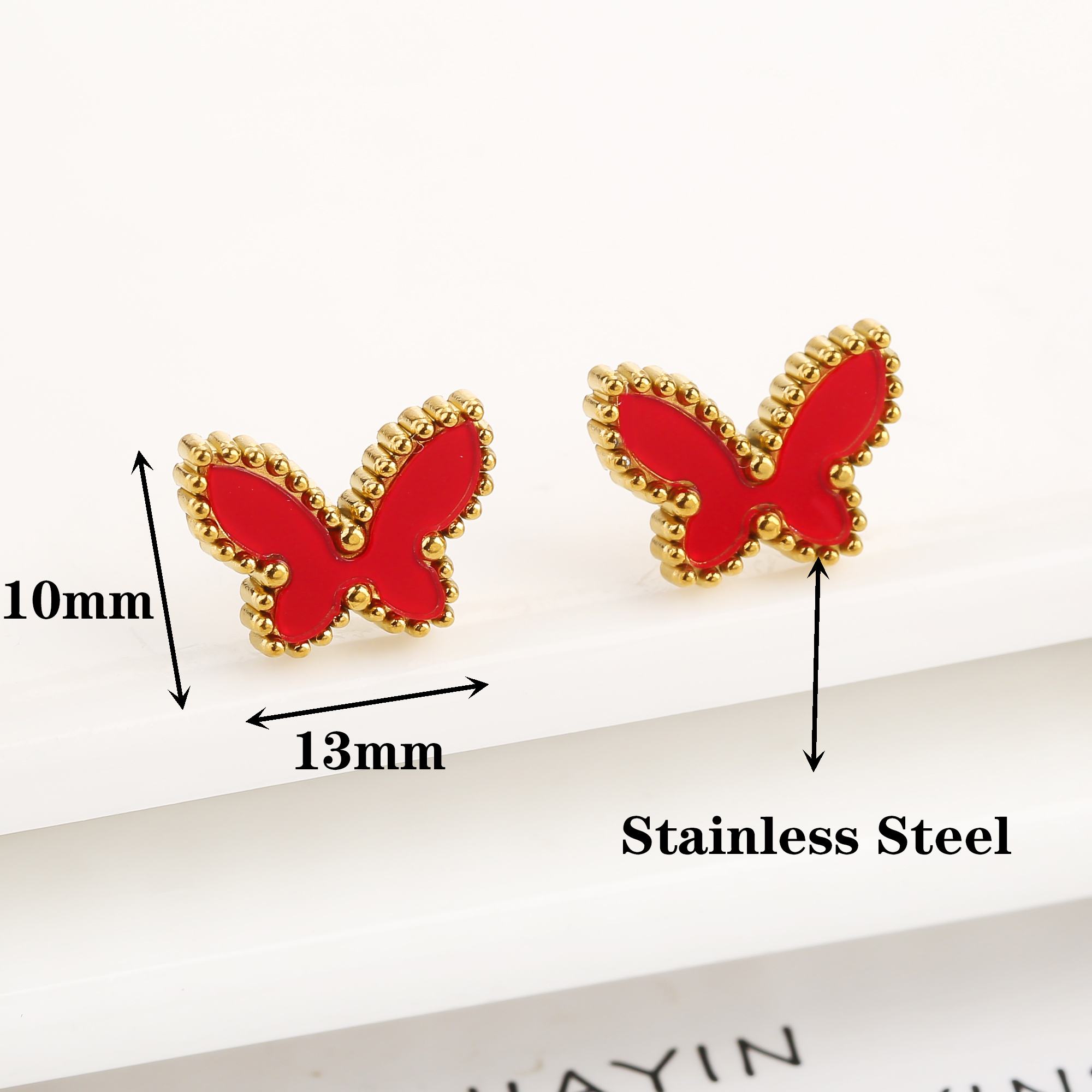 Boucles d'oreilles papillon en acier inoxydable pour femme, boucles d'oreilles simples, mignon, insecte, fête, bijoux de luxe, nouvelle mode, 03/Wear Everver AI0001 – Image 3