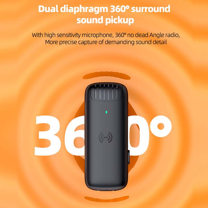 Microphone Lavalier sans fil avec boîtier de chargeur, réduction du bruit, audio, vidéo, statique, mini micro pour iPhone, Android, J13, J12, original AI0001 – Image 4