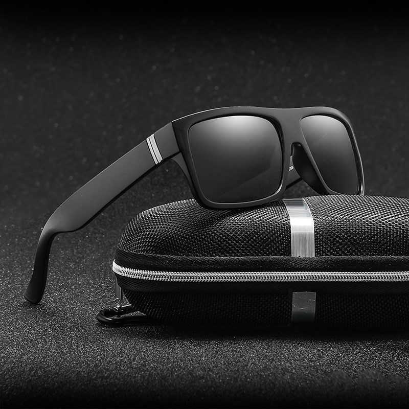 2024 Carré lunettes de Soleil Hommes Polarisation Conduite Sport Lunettes de Soleil Pour Hommes Mâle UV400 Noir Lunettes Accessoires AI0001