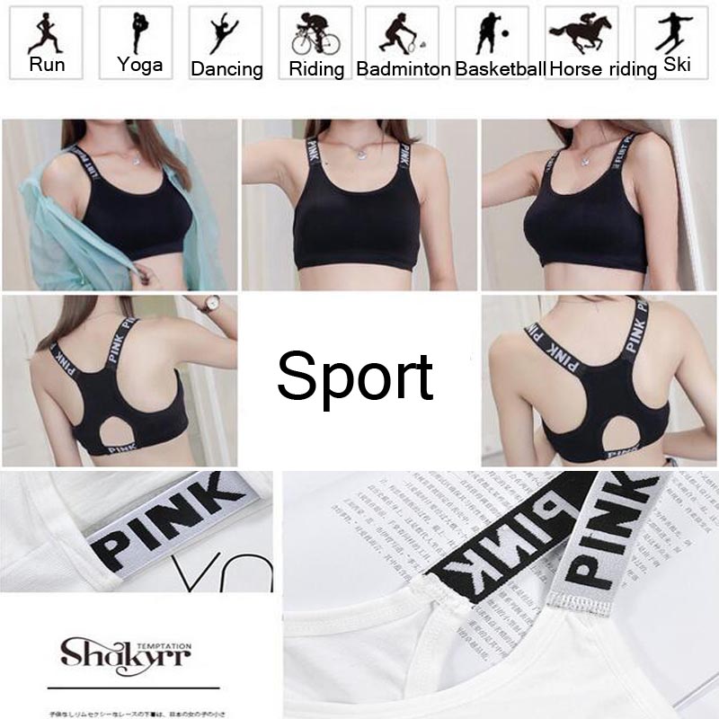 Soutien-gorge Push Up de dehors pour Femme, Sous-vêtement de Fitness, Yoga, Course à Pied, Lettres Noires et Blanches, Sans Couture AI0001 – Image 3