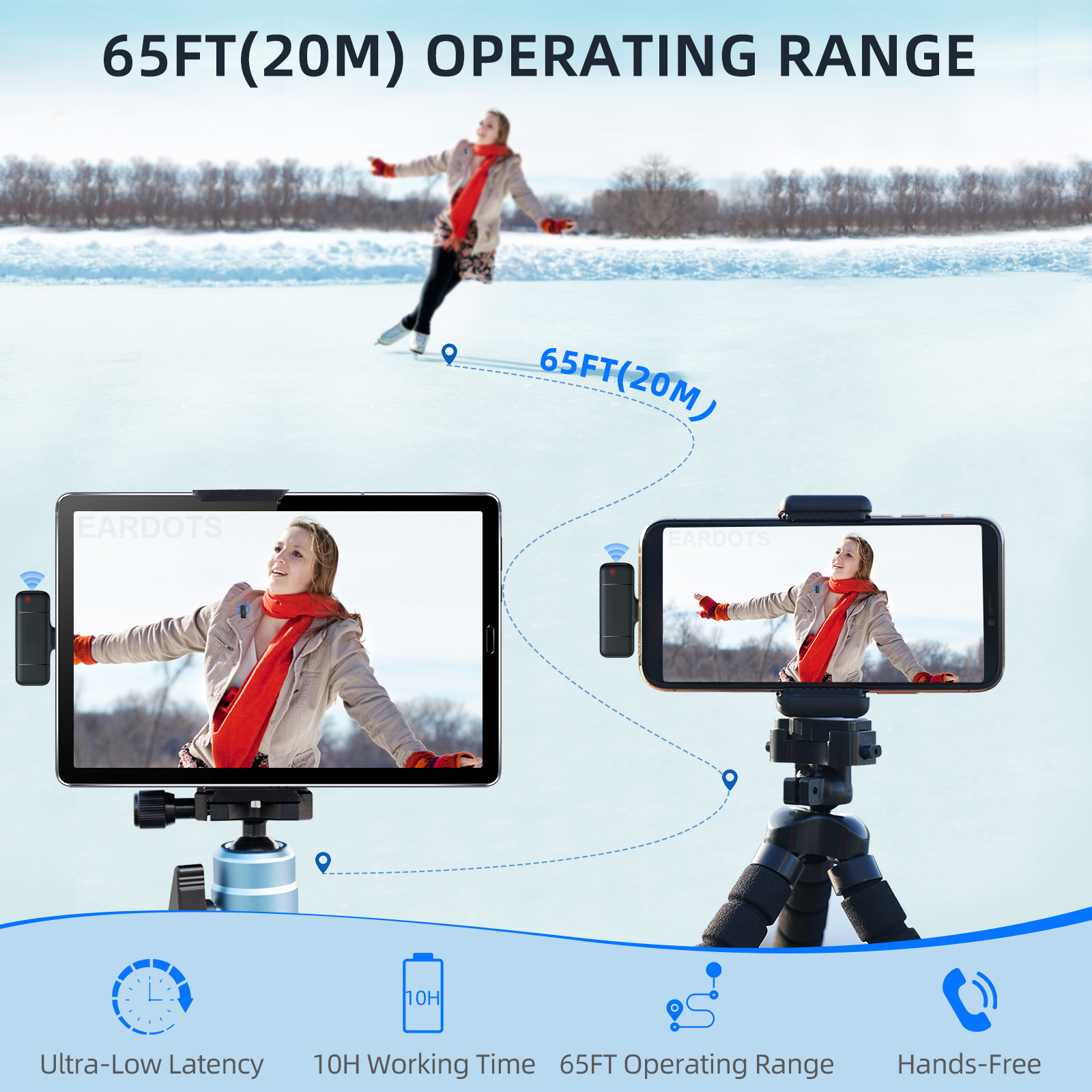 Microphone Lavalier sans fil pour iPhone, téléphone Android, appareil photo, audio, vidéo, 2 microphones à clipser, prometteur TikTok Live, K30, 2 en 1 AI0001 – Image 5