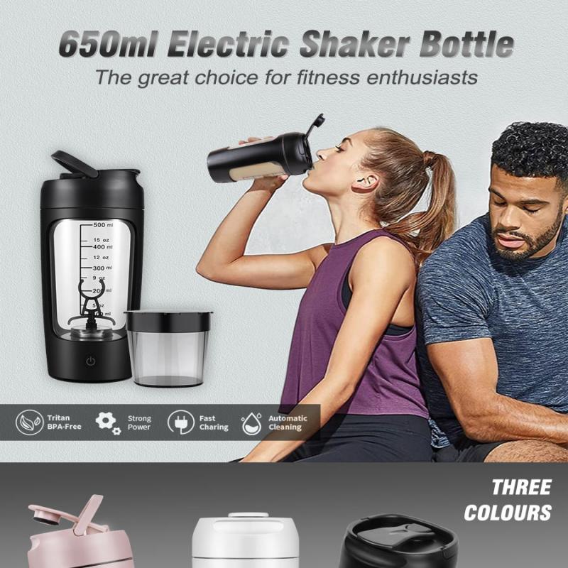 Bouteille Shaker Electrique USB Portable, Mélangeur Rechargeable, Tasse Polyvalente Assad, Standard pour Fitness Workout, 650Ml, 1200mAh, 10000 AI0001 – Image 3