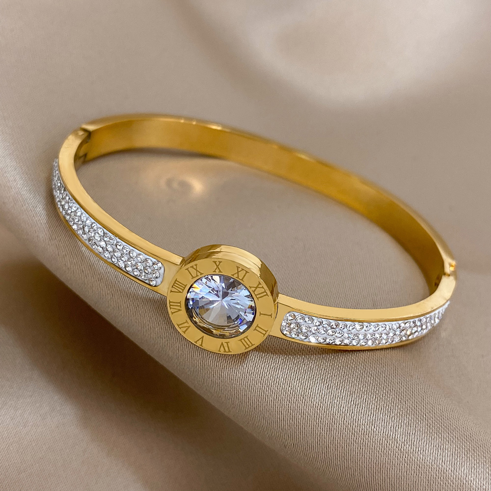 Bracelet de Luxe en Acier Inoxydable pour Femme, Bijou Brcorporelle, Plaqué Or, Géométrique, Breloque AI0001 – Image 3
