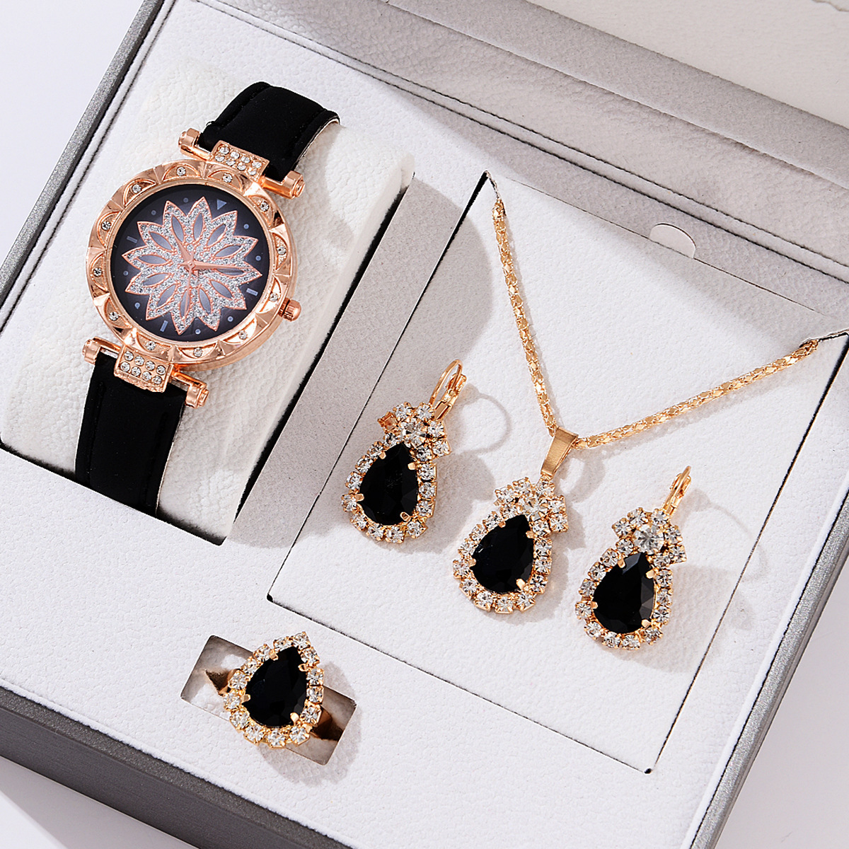 Ensemble de 5 Pièces de Montres pour Femme, Bracelet en Cuir, Montre-Bracelet Analogique Simple et Décontractée, Cadeau (Sans Boîte) AI0001