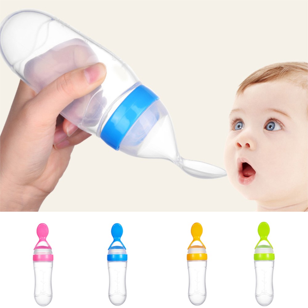 BiSantos en silicone avec cuillère pour bébé, nouveau-né, nourrisson, cuillère à presser, tout-petit, complément alimentaire, bouteille de céréales, mangeoire à lait, 90ml AI0001 – Image 6