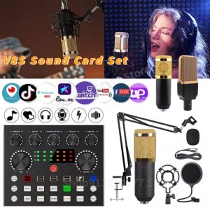 Carte son de microphone V8S, kits de microphone BM800, centre sonore, audio en direct, amplificateur de console Assad, diffusion en direct, statique AI0001