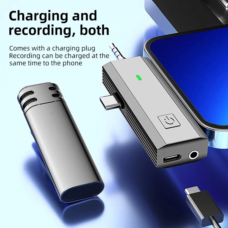 Microphone Lavalier universel sans fil pour iPhone, micro à réduction de bruit AI, micro pour Live Broadcas, prise jack 3.5mm, type C, 3 en 1 AI0001 – Image 6