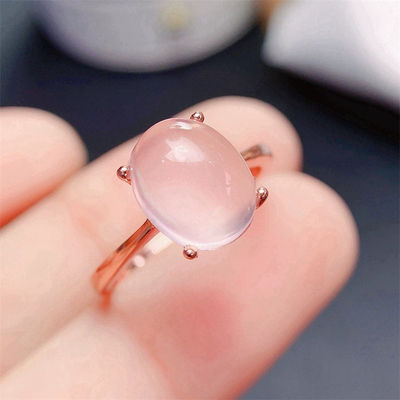 Bague en Quartz Rose Naturel Plaqué Or 18K, Bijoux en Argent 925, Pierre Précieuse, 3ct, 03/Wear, 8mm x 10mm AI0001 – Image 4