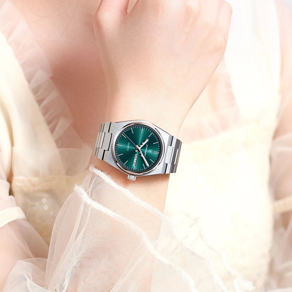 POEDAGAR-Montre à Quartz de Luxe pour Femme, Élégante, Étanche, Shoous, Date, Semaine, en Acier Inoxydable AI0001 – Image 2
