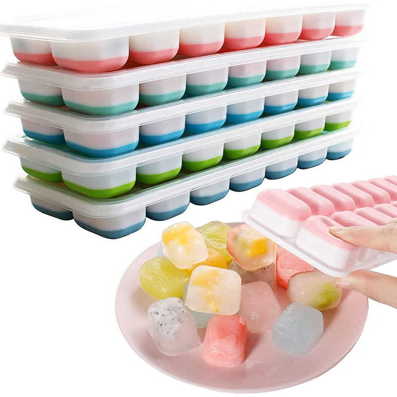 Moules à glaçons en silicone avec couvercle carré, 14 vignes, dégagement facile, cuisine d'été, bar, bricolage, outils de fabricant de clics glacés AI0001 – Image 3