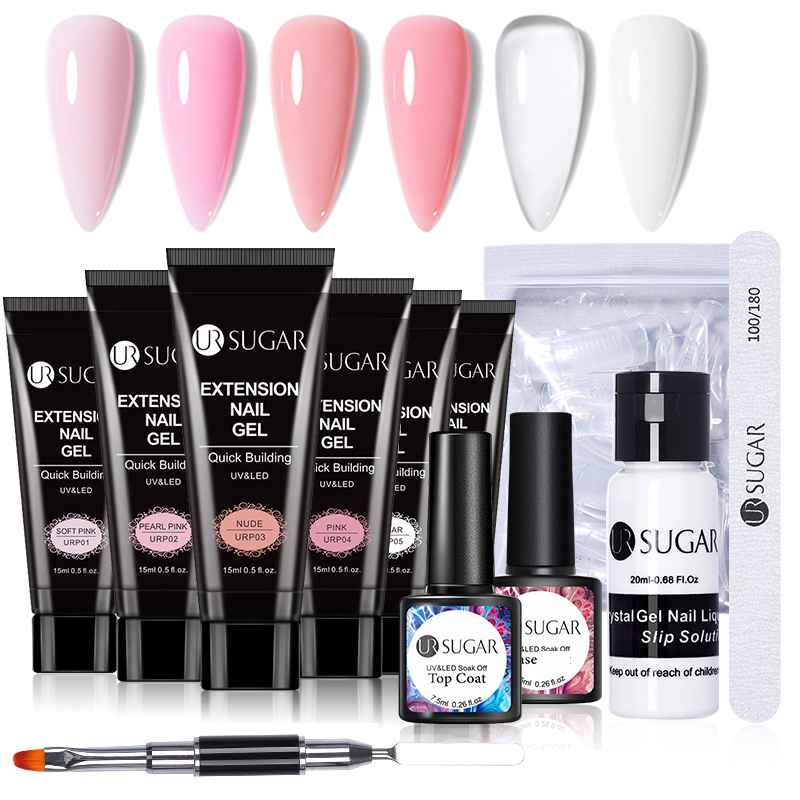 UR SUGAR-Kit de manucure complet pour extension d'ongles, ensemble de gel pour extension des doigts, kit d'outils d'extension rapide, lampe LED 6W, 15ml AI0001 – Image 5