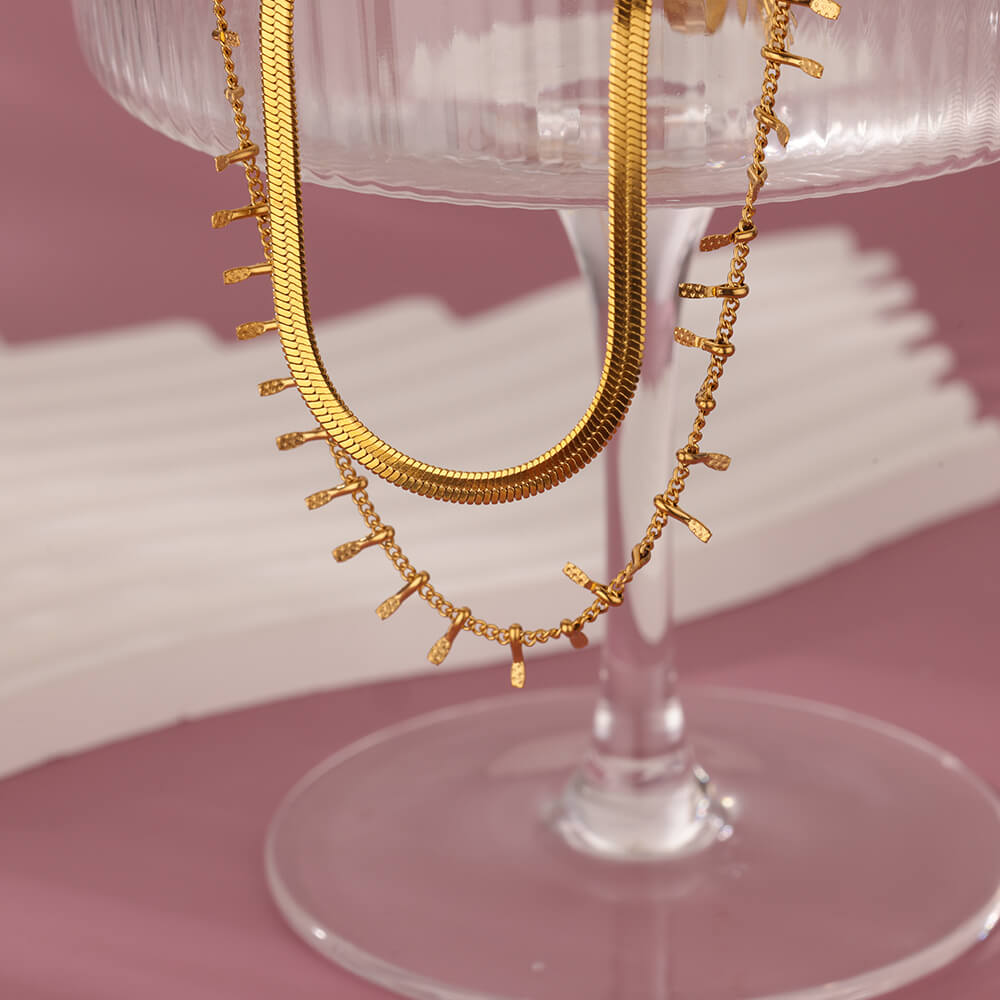 Colliers de la présidence JOChoker pour femme, acier inoxydable, or, double couche, bijoux étanches, cadeau de mariage, salle plate, document AI0001 – Image 5