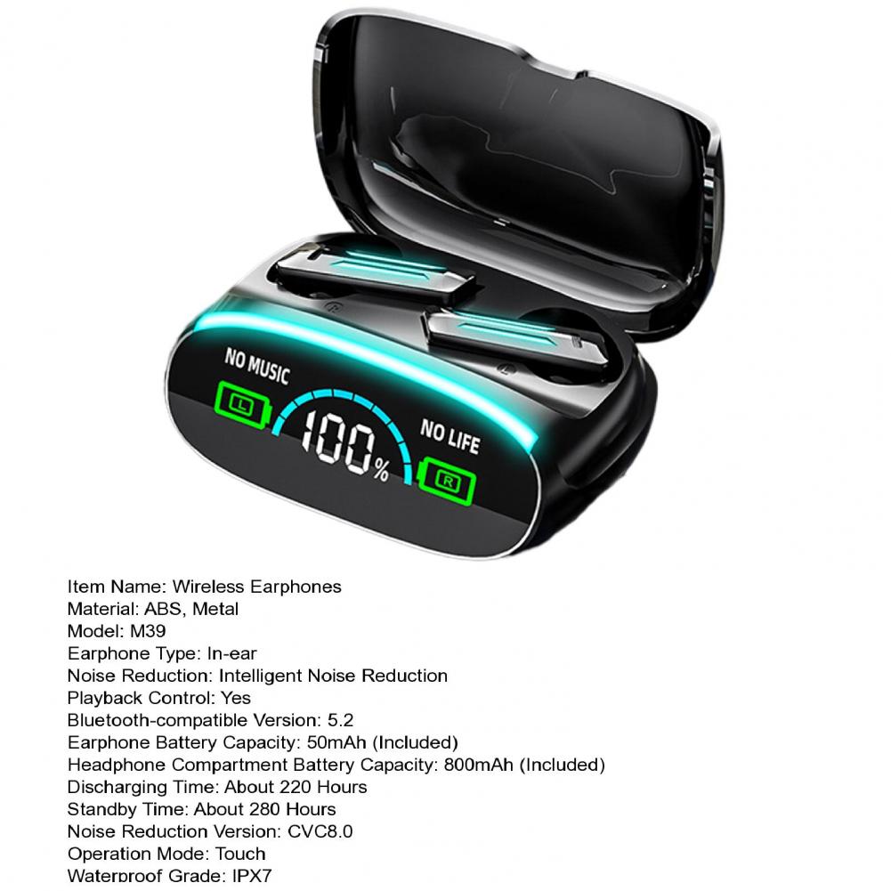 Écouteurs Bluetooth V5.2 TWS, oreillettes sans fil, affichage LED, batterie externe, casque avec Microphone, 3500mAh AI0001 – Image 3