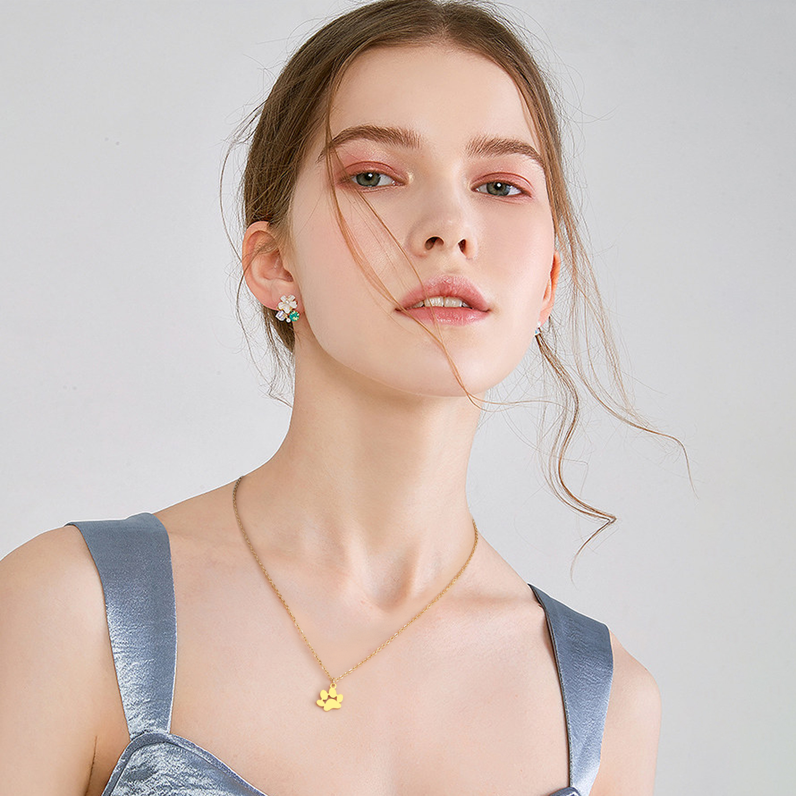 Lemegeton Collier personnalisé en acier inoxydable avec nom de patte de chien et de chat, bijoux commémoratifs pour animaux de compagnie, accessoires JOChild pour femmes AI0001 – Image 2