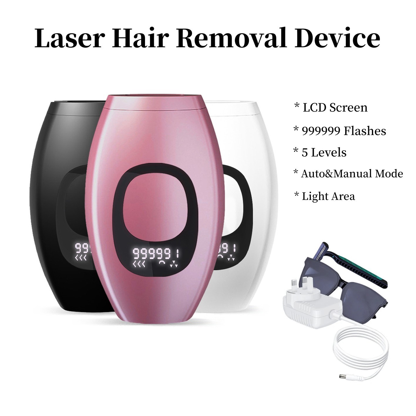 Épilateur laser indolore pour femmes, flash-épilateur LCD à impulsions en continu, 999999 AI0001 – Image 7