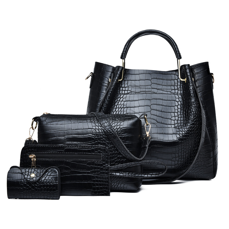 Sac à main en cuir vintage de grande capacité pour femme, sac à main incliné, mode initiée, ensemble de 4 pièces AI0001 – Image 5