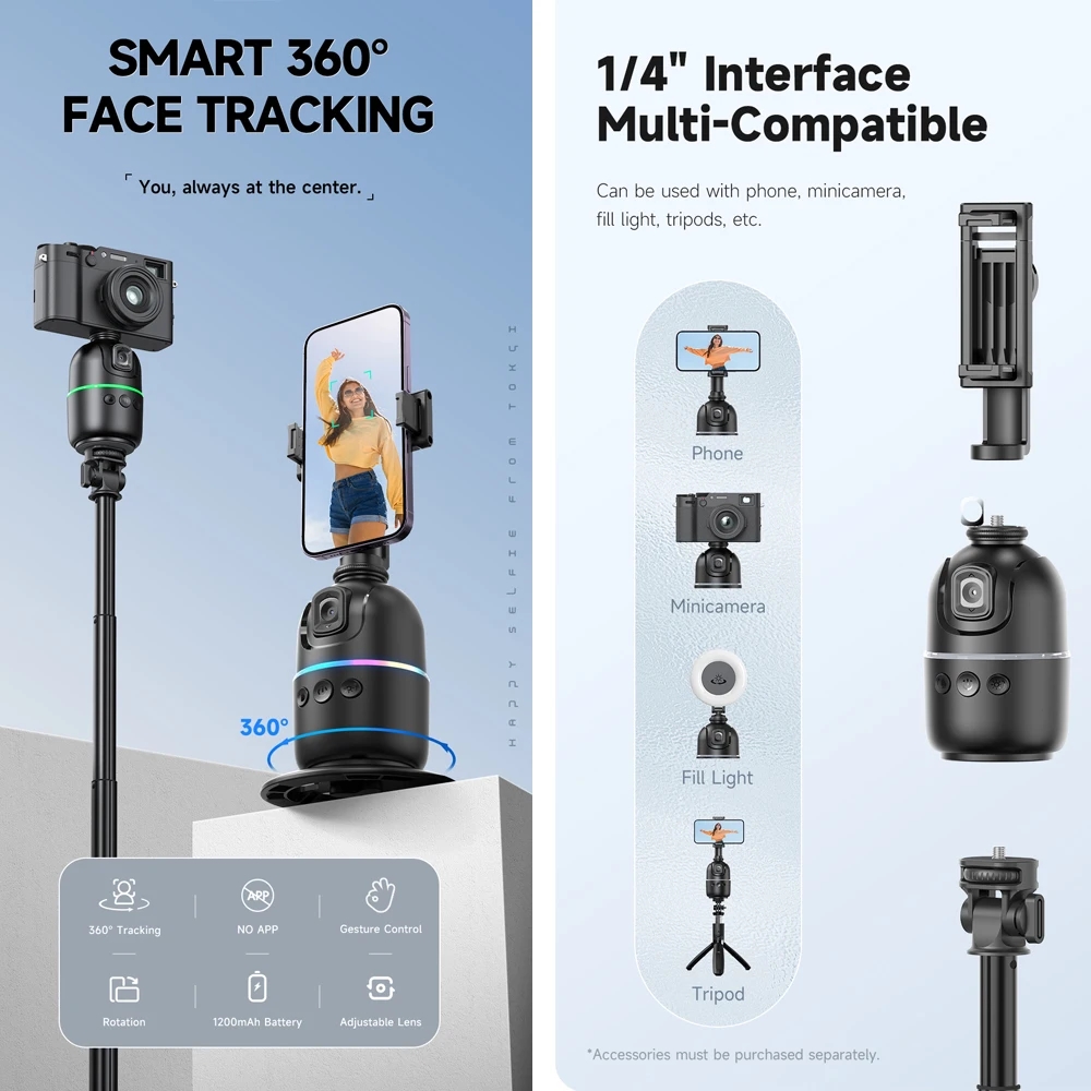 COadvocate DIER AI-Cardan Intelligent à 360 ° avec Suivi existent du Visage, Rotation Tout-en-Un pour Smartphone, Stabilisateur de Vlog Vidéo, Support de Téléphone AI0001 – Image 5