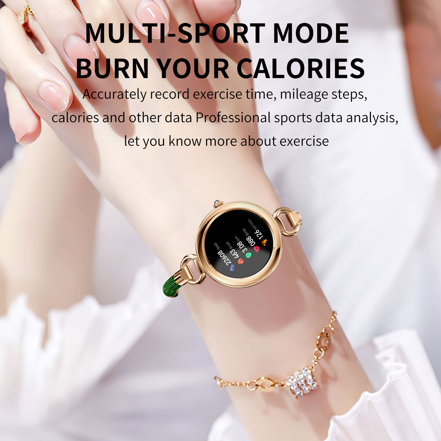 MISTEP-Montre intelligente de luxe pour femme, montre-bracelet étanche, bracelet en diamant biscuits, mode féminine AI0001 – Image 2