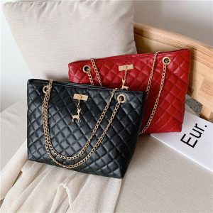 Sacs à main en cuir PU pour femmes, sacs à bandoulière décontractés de grande capacité avec chaîne, poignée supérieure, sacs à bandoulière couleur unie AI0001