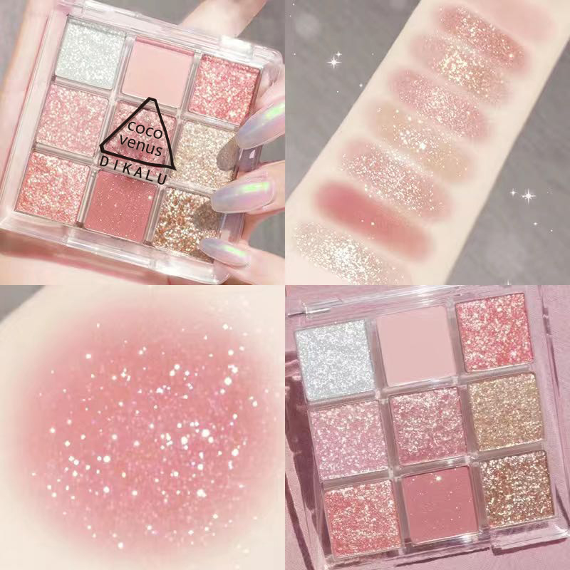 PMurcia-Palette de Fards à Paupières Pailletés, Pigment Waterproof, Longue Durée, Diamant Scintillant, Maquillage Brcorporelle Nude, 9 Documents, 256 AI0001 – Image 2