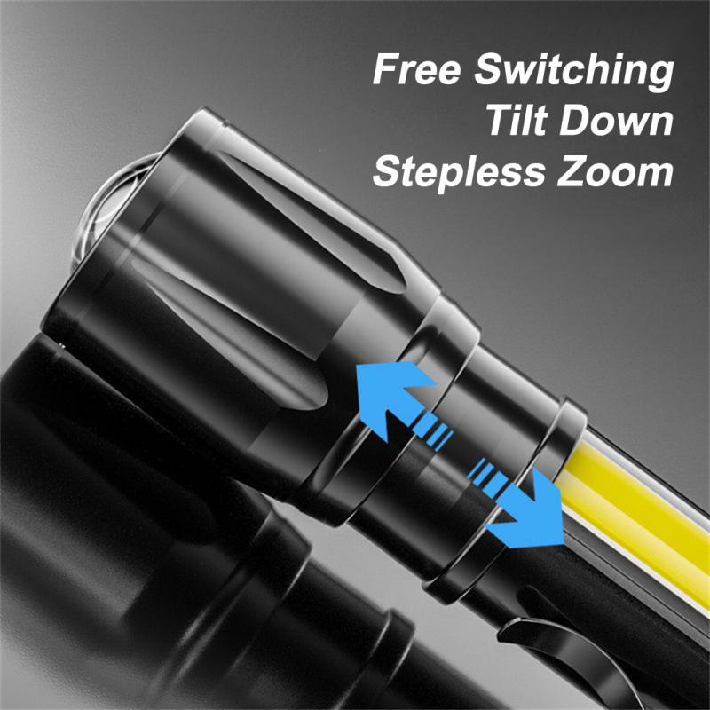 1/2/4 pièces Mini Portable Q5 lampe de poche LED intégré batterie Zoom torche COB lampe USB charge réglable Penlight lanterne extérieure AI0001 – Image 5